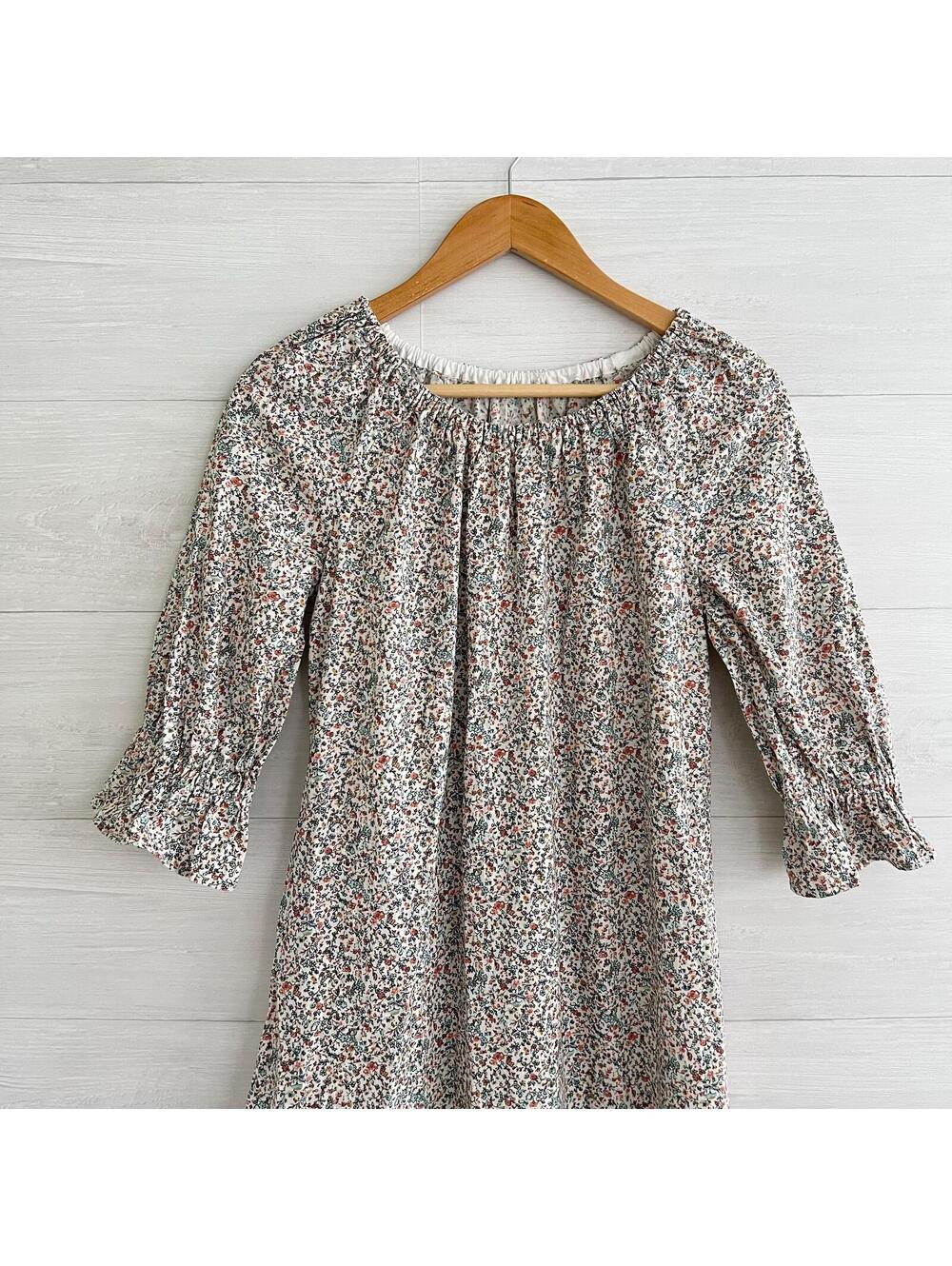 Cottagecore Prairie Dress M Handmade Floral Cotton Maxi Peasant Boho 3/4 Sleeve - Picture 2 of 5